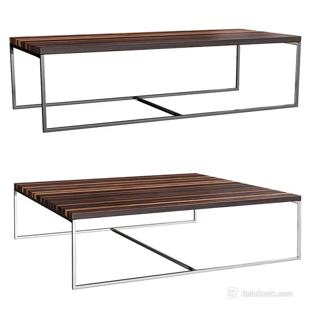 Modern Wooden Top Metal Frame Sofa Coffee Table Combination With Sleek Design 3d model 