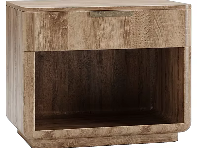 Natural Wood Chest of Drawers With Oak Grain Smooth Surface And Minimalist Design 3d model