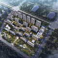 Aerial View Planning of Modern Residential Community with High Rise Buildings Green Spaces and Roads