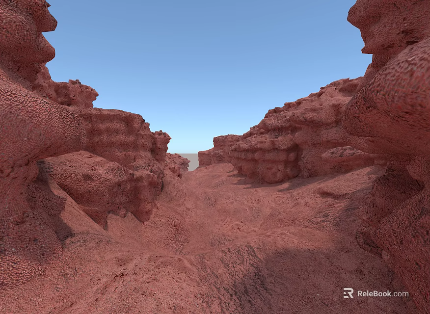 Red Rock Canyon Scenic Landscape With Rugged Cliffs And Clear Blue Sky 3d model 
