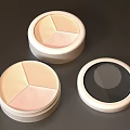Elegant Round Cosmetic Compact Cases With Multicolor Powder Sections And Mirror Lids 3d model