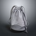 Stylish Gray Fabric Drawstring Bag With Adjustable Strings And Brand Logo 3d model