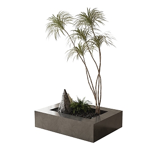 Modern interior landscaping rockery sketch landscape tree 3d model