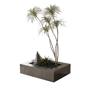 Modern interior landscaping rockery sketch landscape tree 3d model