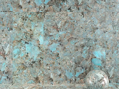 Blue Green Textured Stone Components With Decorative Silver Sphere Accent 3d model
