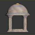 Stone Architectural Model Featuring Dome Blue Patterns Yellow Top And Columns 3d model
