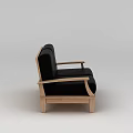 Simple Black Two Seater Sofa With Wooden Frame And Armrests