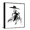 Elegant Four Female Figure Paintings With Vintage Outfits And Hats On Wall Decor