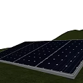 Solar Panel Installed on Green Grass Field Under Blue Sky with White Clouds 3d model