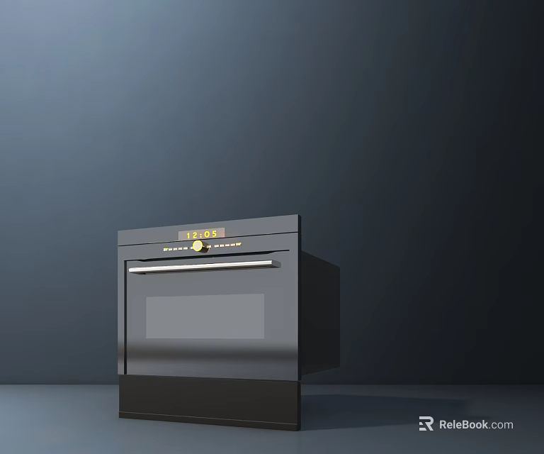 Black Kitchen Oven with Gold Brand Logo and Handle in Modern Sleek Design 3d model 