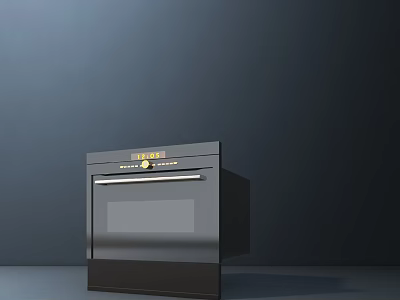 Black Kitchen Oven with Gold Brand Logo and Handle in Modern Sleek Design 3d model