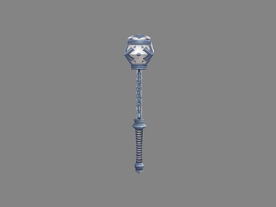 Fantasy Metallic Weapon With Decorative Head Intricate Shaft And Spiral Base Design 3d model