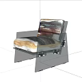 Modern Single Sofa with Transparent Frame and Colorful Textured Fabric Cushion