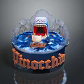 Decorative Dinorchia Ornament With Blue Water Red Open Mouthed Figure Bubbles And Orange Base Letters