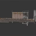 Industrial Metal Platform With Metal Plates Railing Pipes And Tower Structure