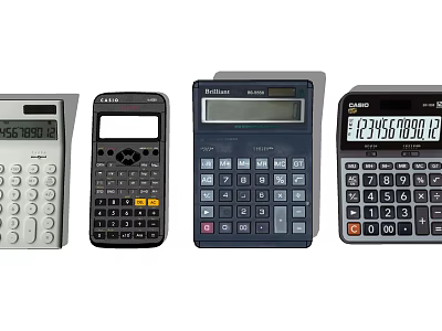 Office Electrical Appliances Various Desktop Calculators With Different Functional Designs 3d model