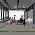 Sport Themed Gym Interior With Fitness Equipment And Workout Machines