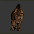 Realistic Saber Toothed Tiger 3D Model With Brown Striped Fur Long Mane And Sharp Fangs