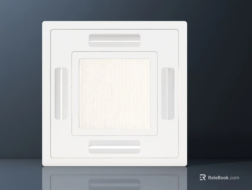 Modern White Square Air Conditioner Vent With Clean Grille Panel Design 3d model 