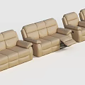 Beige Leather Reclining Sofa Set With Three Seater Two Seater And Single Seater