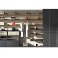 Modern Integrated Gray Beige Wardrobe With Hanging Area Shelves Bags And Shoes