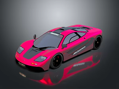 Pink McLaren Sports Car With Sleek Body And Black Accents On Reflective Surface 3d model