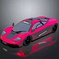 Pink McLaren Sports Car With Sleek Body And Black Accents On Reflective Surface
