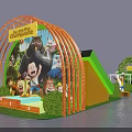Green Mini Recreational Area With Football Field Sports Court Trees Path And Decorations