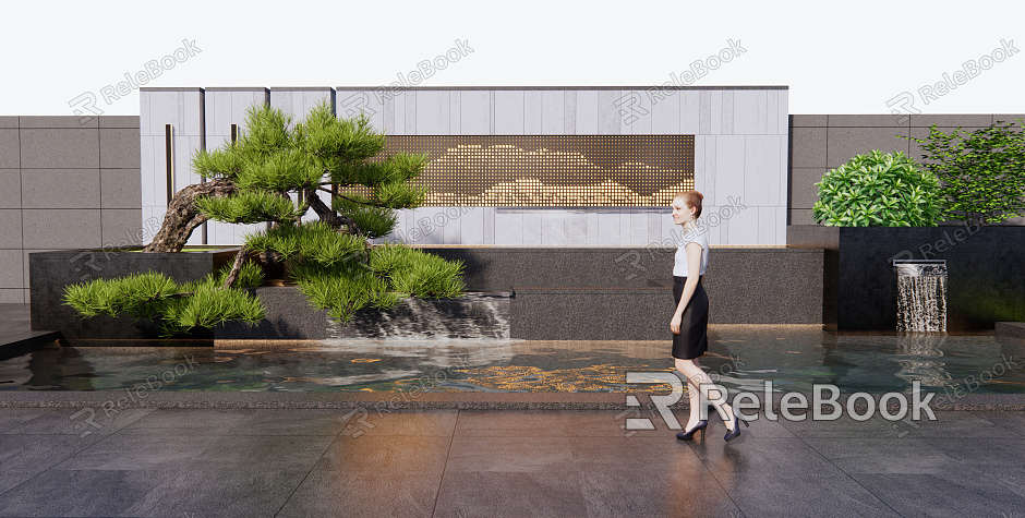 modern landscape wall landscape wall model