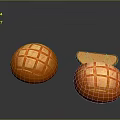 Two Orange Pumpkin Lanterns With Grid Patterns One Open Lid Design 3d model