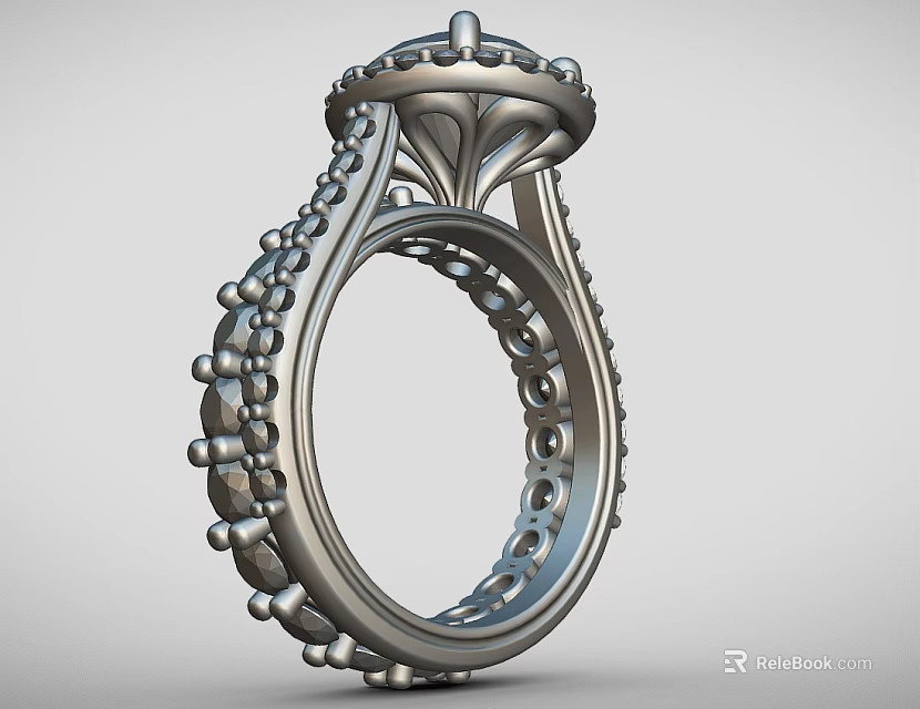 Exquisite Silver Ring Jewelry With Intricate Filigree Design And Decorative Details 3d model 