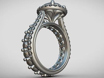 Exquisite Silver Ring Jewelry With Intricate Filigree Design And Decorative Details 3d model