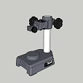 Microscope Stand With Gray Base Adjustable Pillar And Black Knobs 3d model