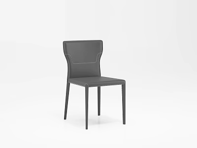 Sleek Modern Gray Leather Dining Chair With Stitched Backrest And Metal Legs 3d model