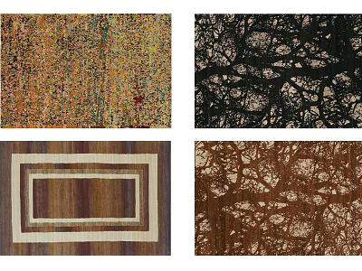 Square Rugs With Various Patterns Including Abstract Designs And Tree Branch Motifs 3d model