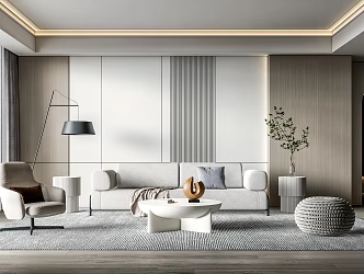 Modern Living Room Living Room Sofa Coffee Table Combination 3d model