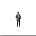 Stylish Man Wearing Plaid Blazer White Shirt And Blue Pants Standing Confidently