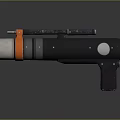Futuristic Sci Fi Rocket Launcher Weapon With Orange Accent And Blue Light Indicator 3d model