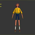 3D Animated Game Movie Character With Pink Hair Yellow Jacket Blue Pants And Roller Skates
