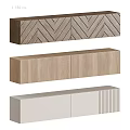 Modern Storage Cabinets With Herringbone Pattern Vertical Slats And Wood Grain Finish 3d model