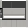 Modern Kitchen Interior With White Lower Cabinets Dark Upper Units And Oven