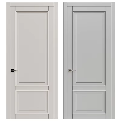 Light Gray and White Swing Doors with Simple Modern Design and Metal Handles 3d model