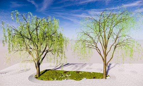 modern tree weeping willow arbor landscape tree 3d model