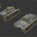 Two Gray Military Tanks With Cross Insignia And Metal Tracks On Dark Background