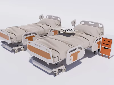Medical Equipment Including Modern Adjustable Hospital Beds And Bedside Cabinets 3d model