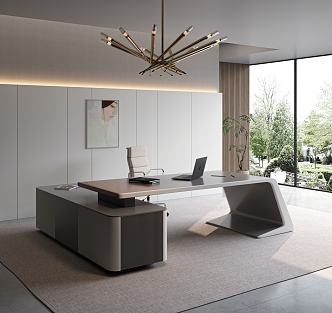 modern office desk and chair 3d model