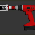 Red Cordless Drill Power Tool With Metal Attachment And Ergonomic Grip