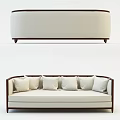 Contemporary Light Beige Multi Person Sofa With Wooden Frame And Multiple Soft Cushions 3d model