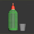 Household Cleaning Product Green Spray Bottle With Red Nozzle And Clear Cup