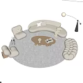 Arc shaped sofa coffee table combination 3d model